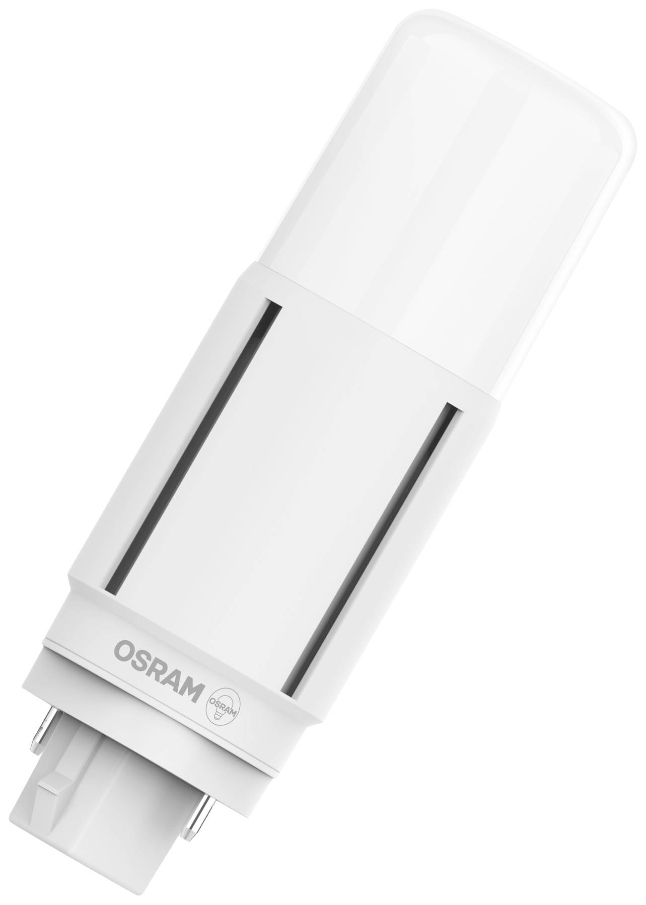 Eine weiße LED-Leuchte mit der Aufschrift 'OSRAM' auf der Basis, geeignet für den Einsatz in verschiedenen Beleuchtungssituationen.