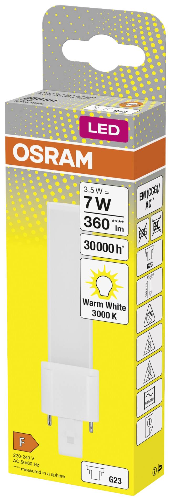 OSRAM HOMELIGHTING 4058075823532 LED EEK F (A - G) G23 3.5 W = 7 W Warmweiß (Ø x H) 32.30 mm x 32.30 mm 1 St.