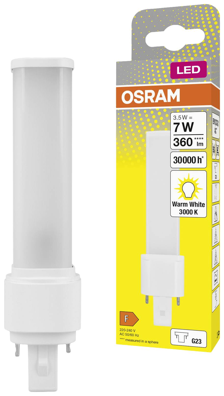 OSRAM HOMELIGHTING 4058075823532 LED EEK F (A - G) G23 3.5 W = 7 W Warmweiß (Ø x H) 32.30 mm x 32.30 mm 1 St.