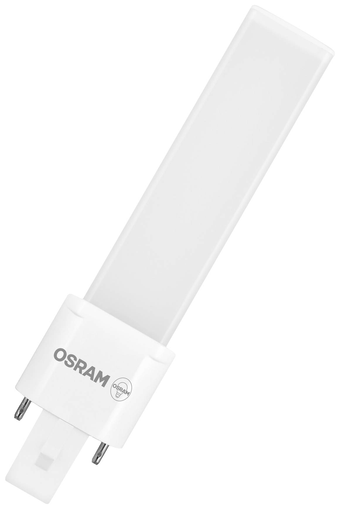 Eine weiße Osram LED-Lampe mit zwei Stiften an der Basis, geeignet für energiesparende Anwendungen in verschiedenen Beleuchtungseinrichtungen.