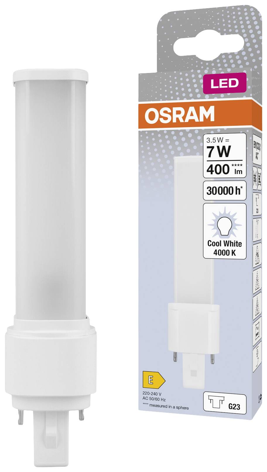OSRAM HOMELIGHTING 4058075823556 LED EEK E (A - G) G23 3.5W = 7W Neutralweiß (Ø x H) 32.30mm x 32.30mm 1St.