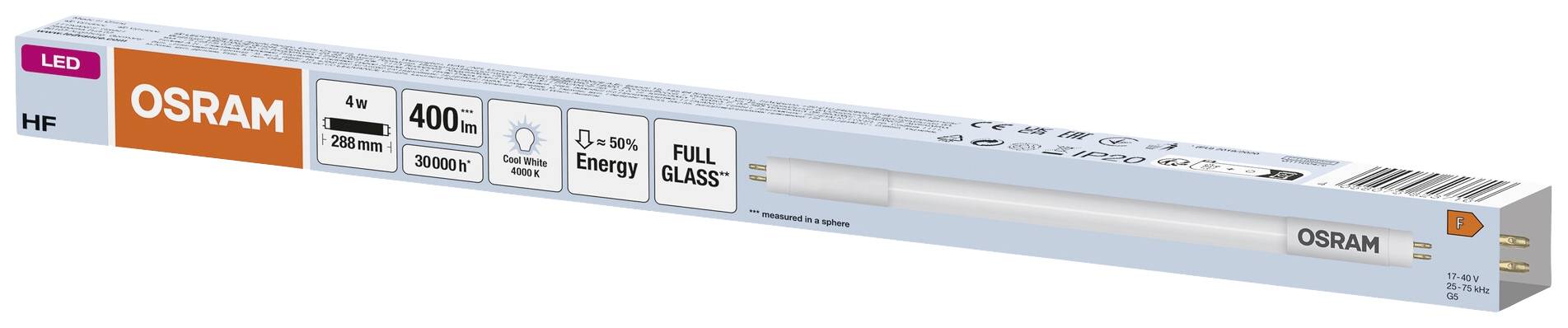 OSRAM HOMELIGHTING LED-Röhre EEK: F (A - G) G5 Röhrenform 4W = 8W Neutralweiß (Ø x L) 18.50mm x 288mm 1St.