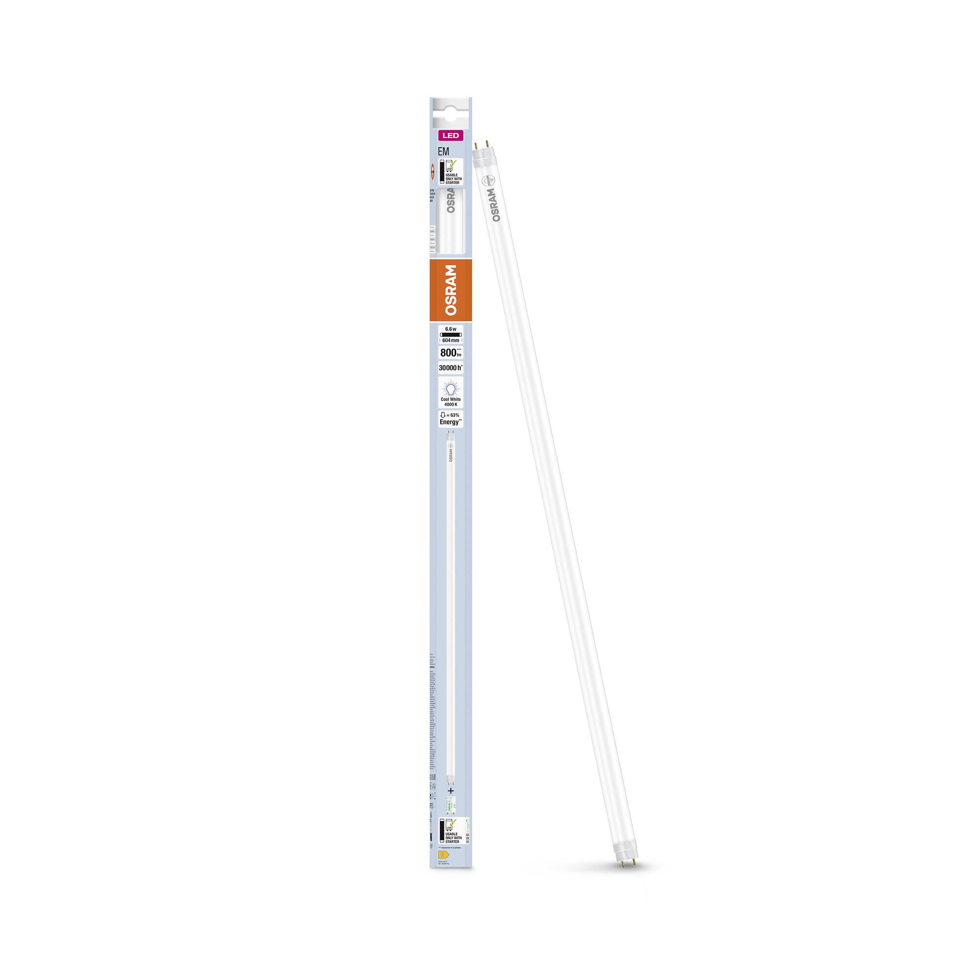 OSRAM HOMELIGHTING LED-Röhre EEK: E (A - G) G13 Röhrenform 6.6 W = 18 W Neutralweiß (Ø x L) 26.80 mm x 604 mm 1 St.