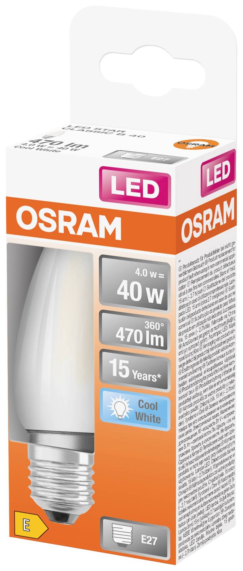 OSRAM HOMELIGHTING 4058075654457 LED EEK E (A - G) E27 Kerzenform 4W = 40W Neutralweiß (Ø x H) 35mm x 35mm 1St.