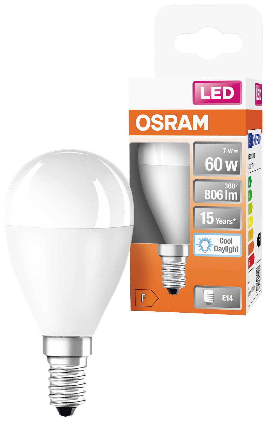 OSRAM HOMELIGHTING 4099854023125 LED EEK F (A - G) E14 Globe (mini) 7W = 60W Kaltweiß (Ø x H) 47mm x 47mm 1St.