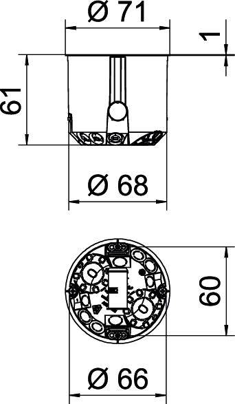 OBO Bettermann 2003814 Geräte-Verbindungsdose halogenfrei (Ø x T) 68mm x 61mm 250St.