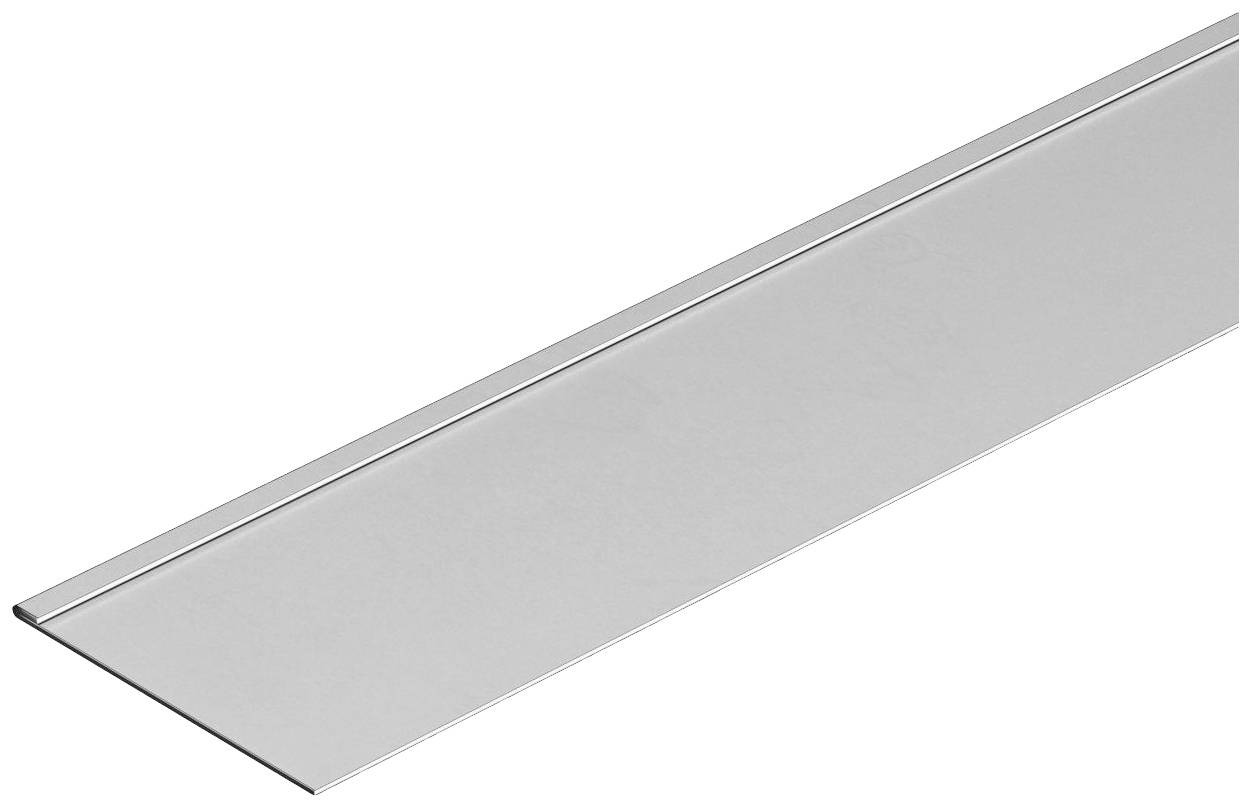 Ein rechteckiges, glänzendes Aluminiumblech, schräg von oben fotografiert. Glatte Oberfläche ohne sichtbare Logos oder Markierungen.