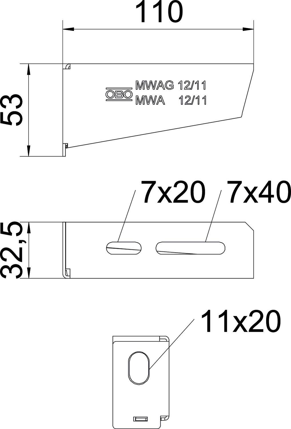 OBO Bettermann 6424440 Wand- und Stielausleger Befestigungs-Set (L x B) 32.5mm x 110mm 30 St. Edelstahl
