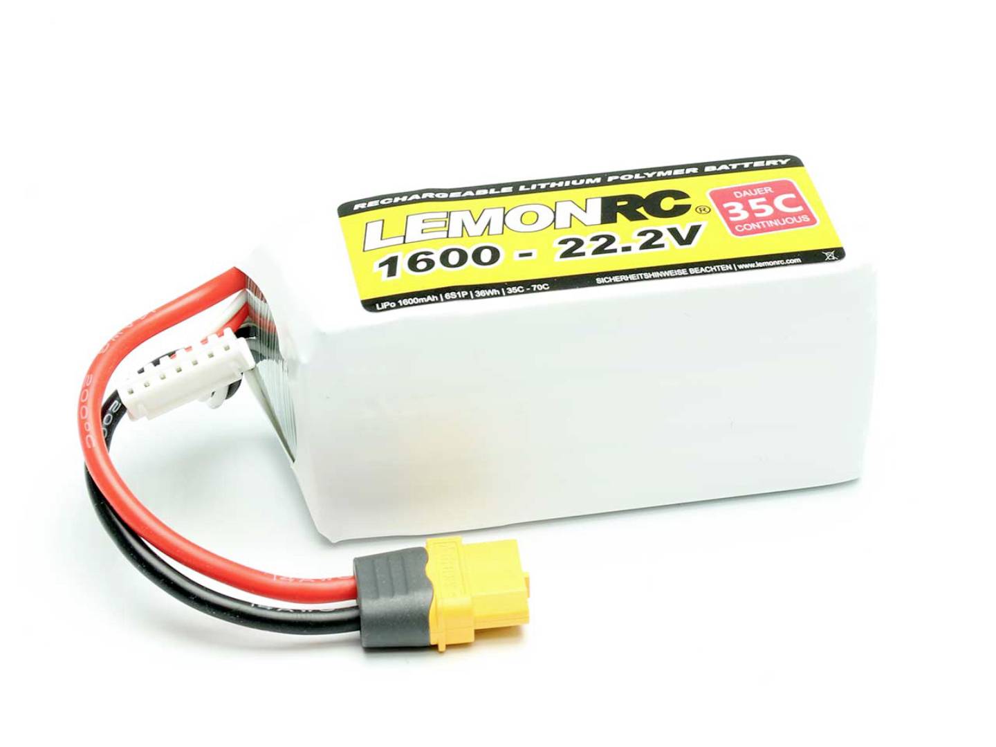 LemonRC Modellbau-Akkupack (LiPo) 22.2V 1600 mAh Zellen-Zahl: 6 35 C Softcase XT60