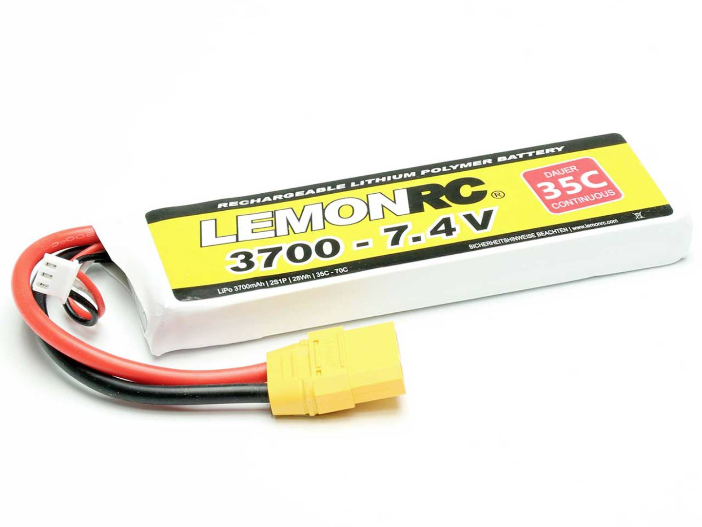 LemonRC Modellbau-Akkupack (LiPo) 7.4V 3700 mAh Zellen-Zahl: 2 35 C Softcase XT90