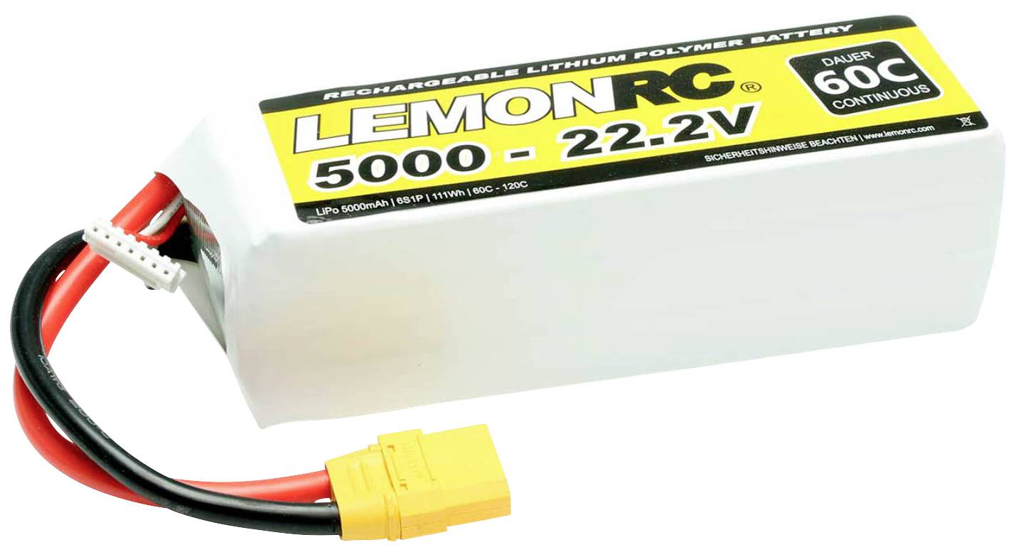 LemonRC Modellbau-Akkupack (LiPo) 22.2V 5000 mAh Zellen-Zahl: 6 60 C Softcase XT90