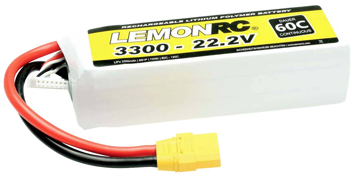 LemonRC Modellbau-Akkupack (LiPo) 22.2V 3300 mAh Zellen-Zahl: 6 60 C Softcase XT90
