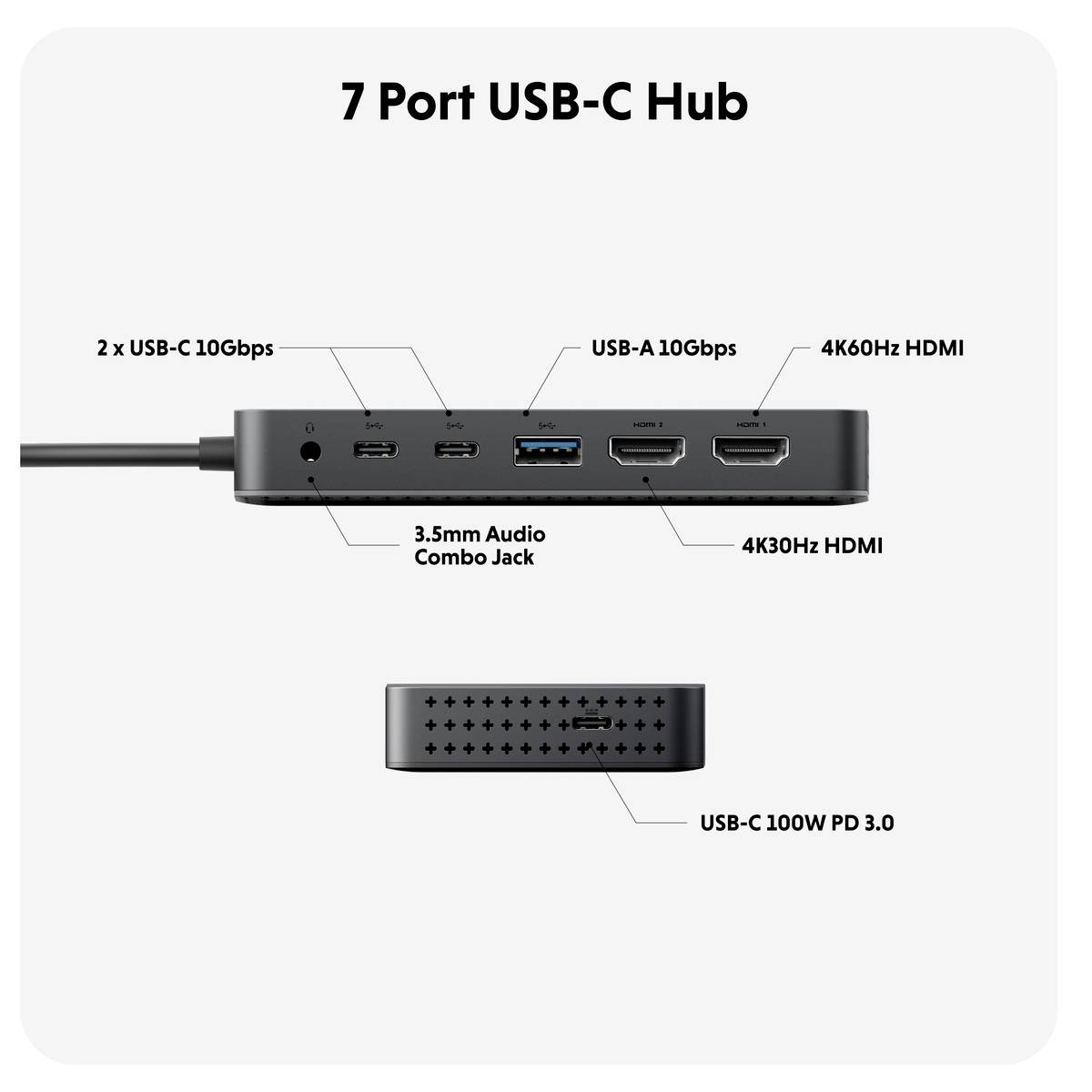 HYPER USB-C® Dockingstation HyperDrive USB-C Dock - Grey Passend für Marke Dockingstations: Universal USB-C® Power Delivery
