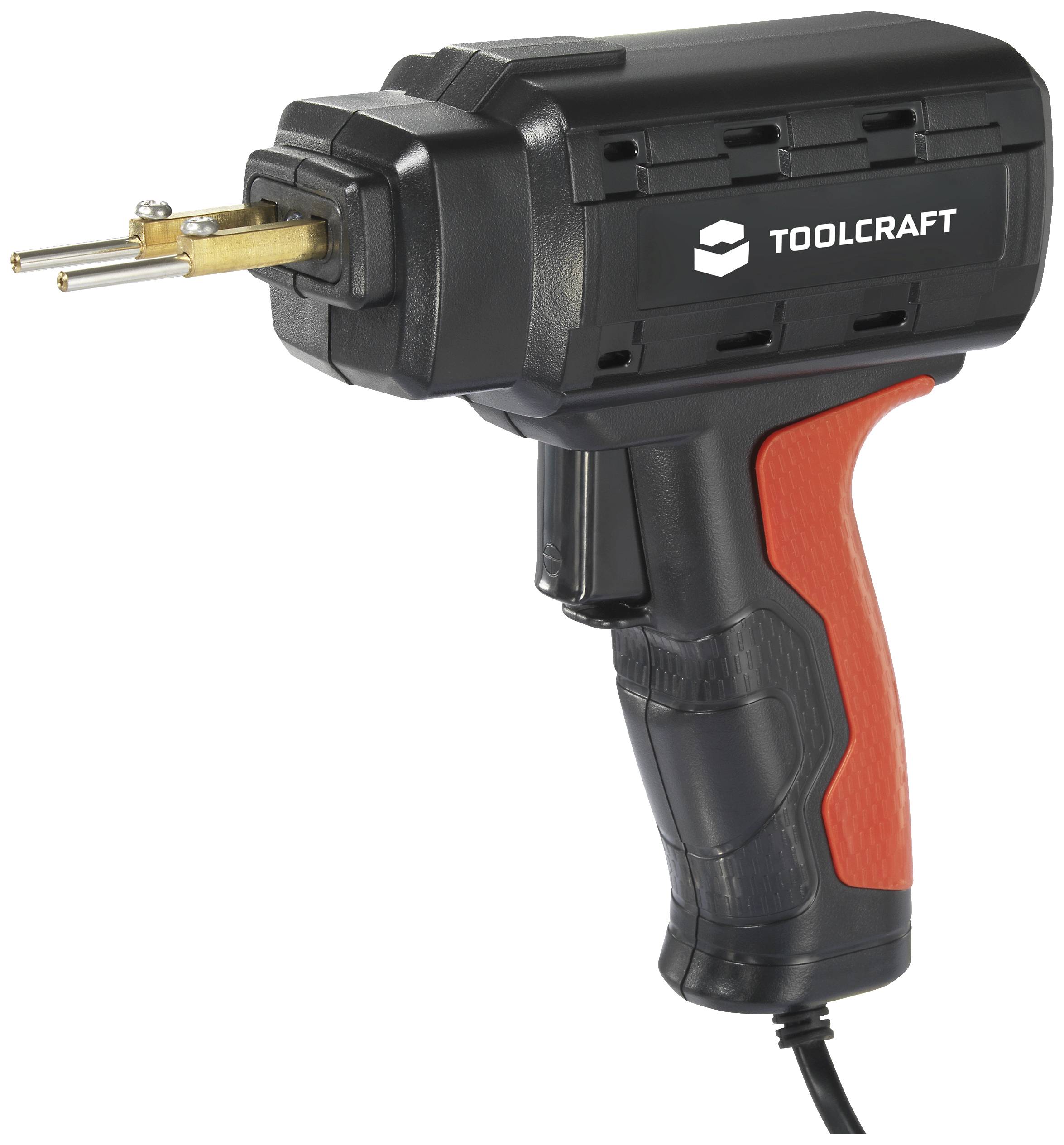 Lötkolben-Pistole mit ergonomischem Griff in Schwarz und Rot, geeignet zum schnellen und präzisen Löten von elektronischen Komponenten.