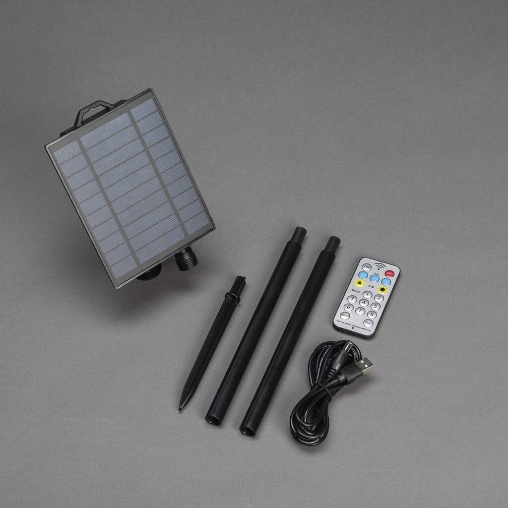 Konstsmide 3776-000 Solar-Batteriebox Schwarz Leuchtfarbe einstellbar, mit Dämmerungssensor, mit Schalter