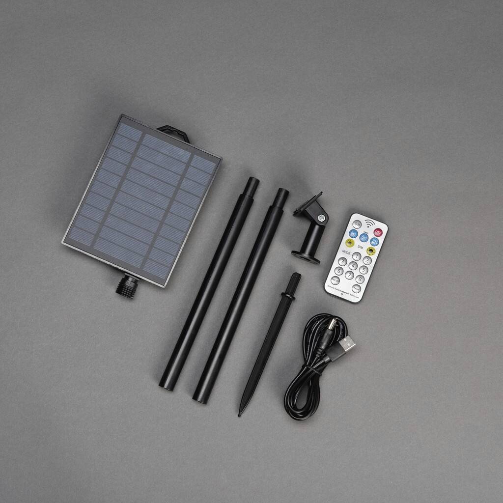 Konstsmide 3776-000 Solar-Batteriebox Schwarz Leuchtfarbe einstellbar, mit Dämmerungssensor, mit Schalter