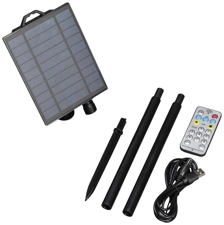 Konstsmide 3776-000 Solar-Batteriebox Schwarz Leuchtfarbe einstellbar, mit Dämmerungssensor, mit Schalter