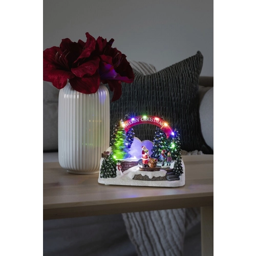 Konstsmide 4244-000 LED-Fensterbild Weihnachtsmann mit Kind Mehrfarbig LED Bunt mit Schalter, mit Musik