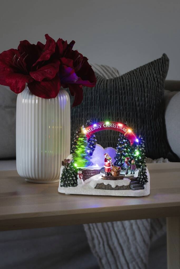 Konstsmide 4244-000 Weihnachtsmann mit Kind Mehrfarbig LED Bunt mit Schalter, mit Musik