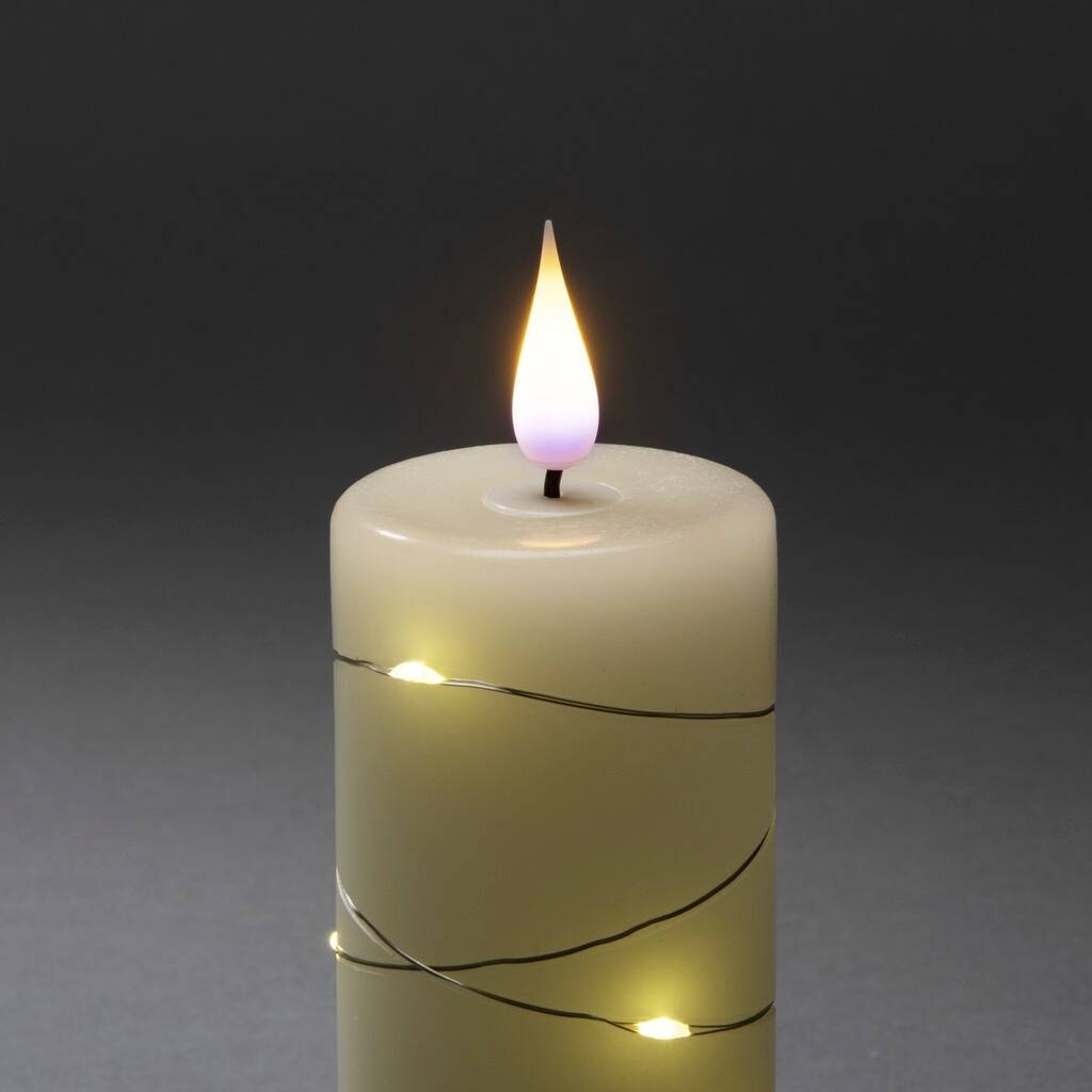 Konstsmide 1845-190 LED-Echtwachskerze 5er Set Warmweiß Warmweiß (Ø x H) 55 mm x 200 mm Timer, mit Schalter