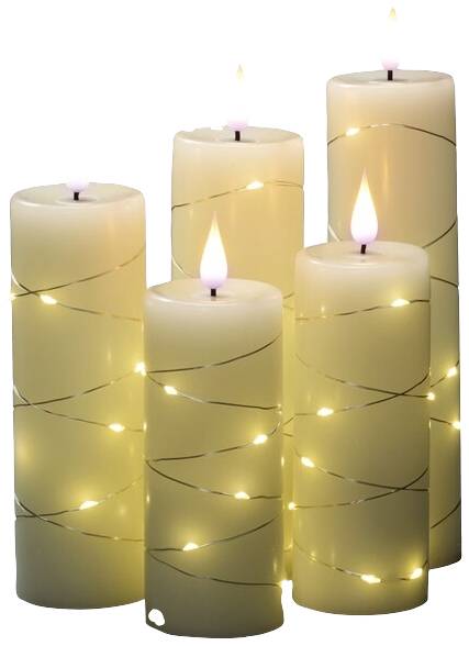Konstsmide 1845-190 LED-Echtwachskerze 5er Set Warmweiß Warmweiß (Ø x H) 55 mm x 200 mm Timer, mit Schalter