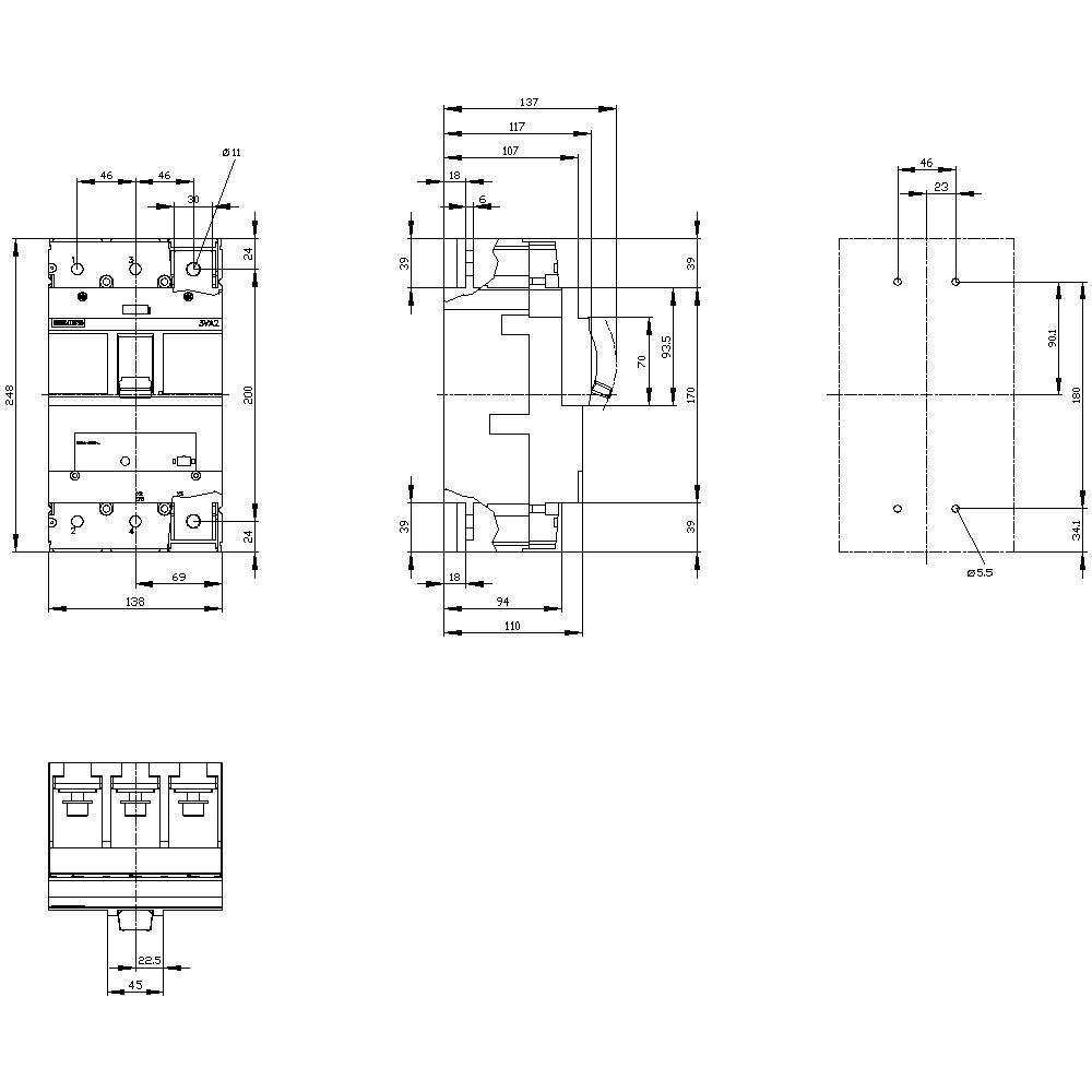 Siemens 3VA2450-0MS32-0AA0 Leistungsschalter 1St.