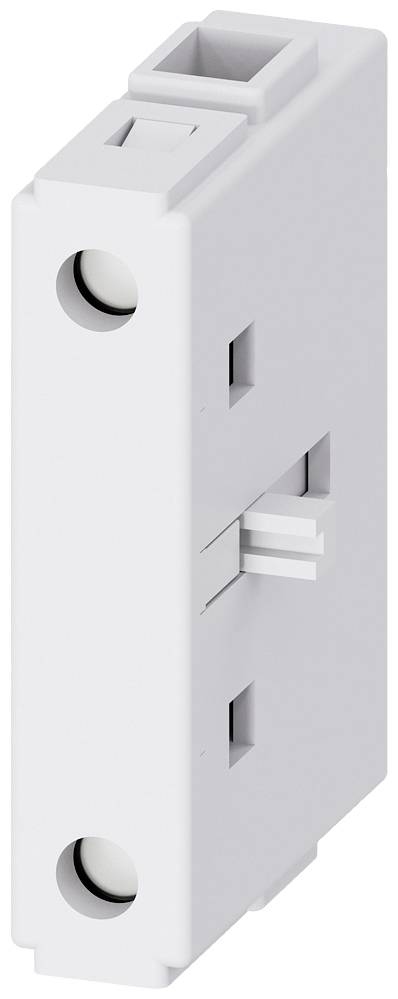 Ein weißes, rechteckiges elektronisches Bauteil mit mehreren Steckplätzen und Anschlüssen, möglicherweise ein Teil einer größeren elektrischen Anlage.