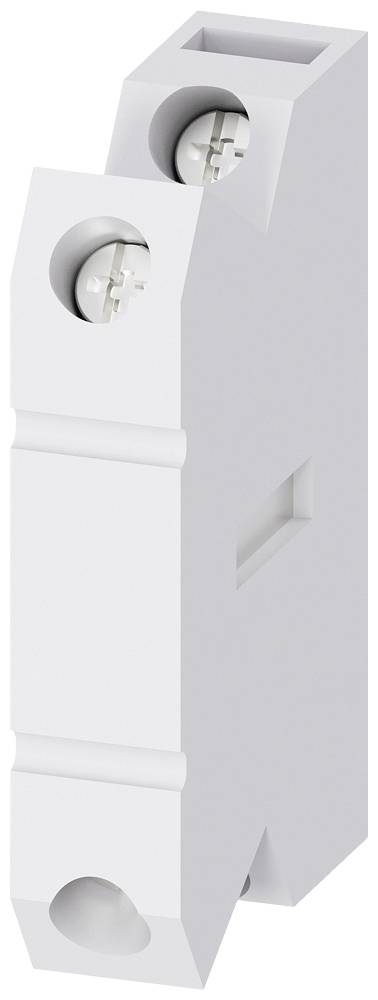 Ein weißer elektrischer Sicherungshalter mit Schraubklemmen, geeignet zur Montage auf einer Hutschiene, gezeigt aus einem seitlichen Winkel.