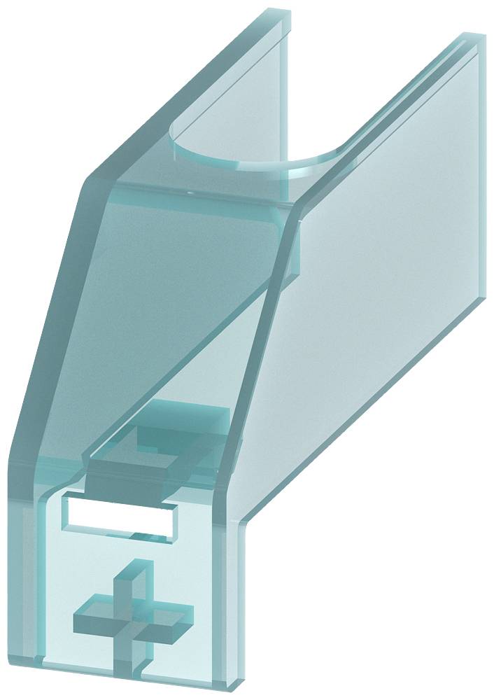 Ein transparenter, blauer Kunststoff-Dübel mit Plus-Symbol, zum Verbinden oder Befestigen von Materialien.