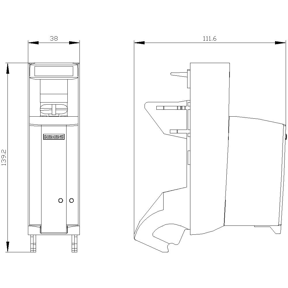 Technische Zeichnung eines Geräts mit den Maßen 38 x 111,6 x 1392 mm.