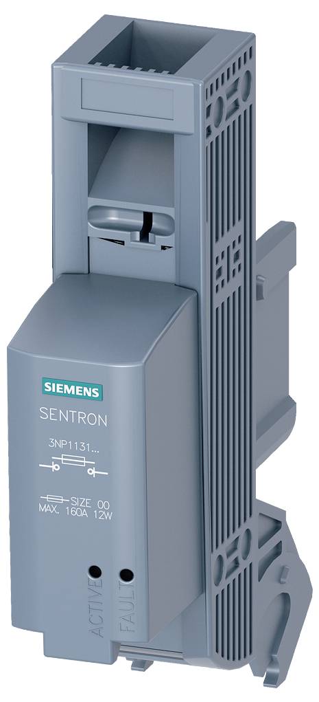 'Siemens Sentron 3NP1 Trennschalter', grau, vertikales Design, zeigt Schalter- und Statussymbole. Hauptsächlich für elektrische Anwendungen verwendet.