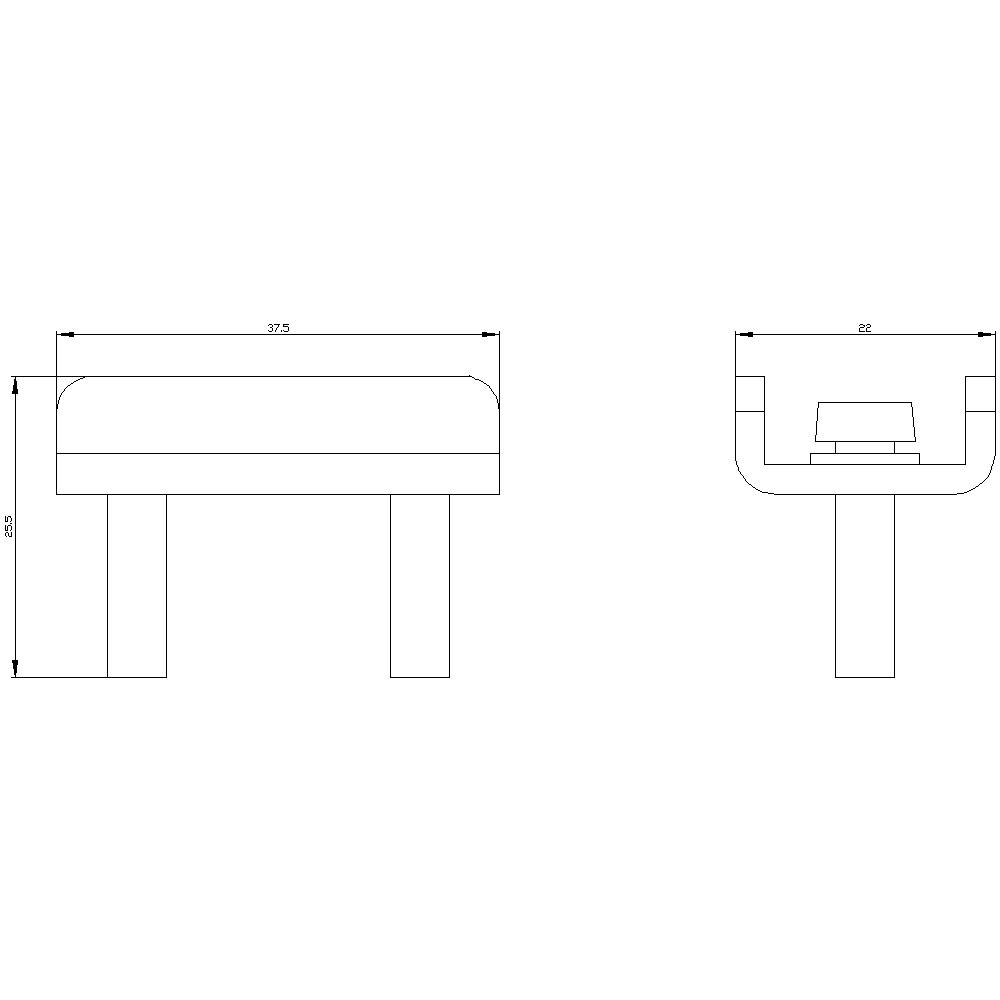 Technische Zeichnung eines rechteckigen Tischs mit Maßen: Breite 375, Tiefe 60. Seiten- und Frontansicht enthalten.