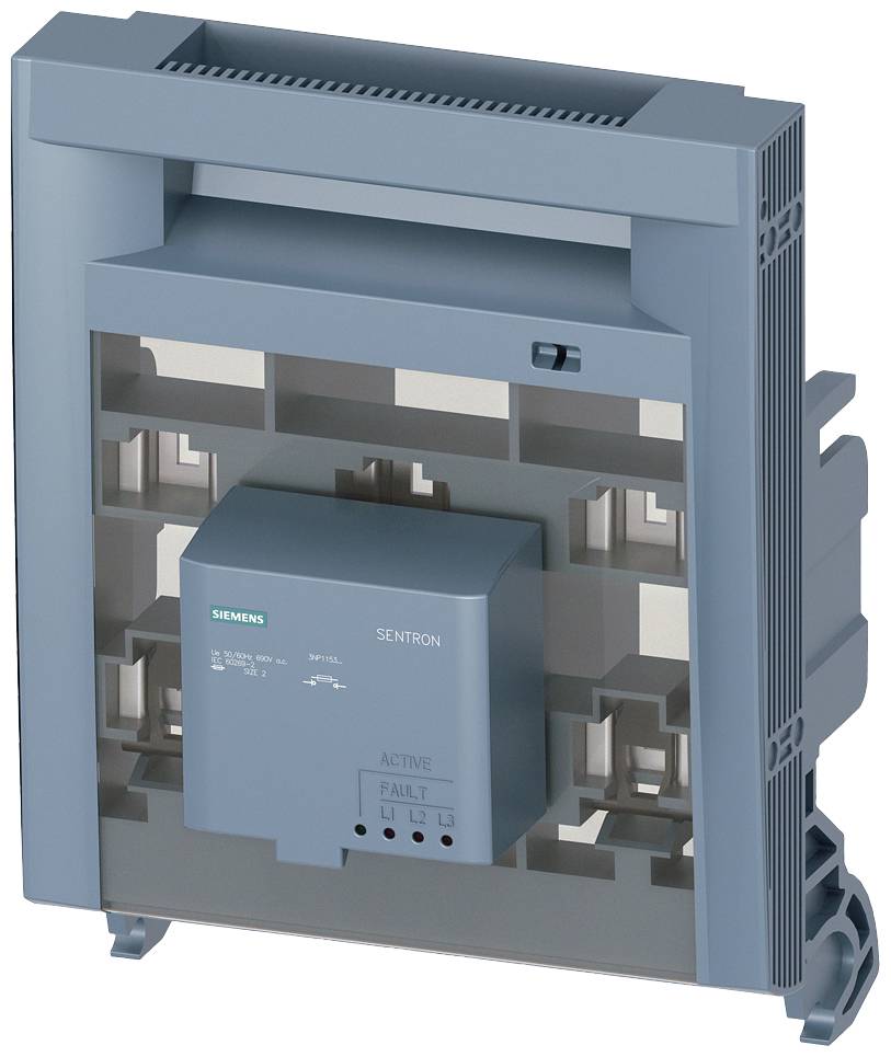 Ein elektronisches Überwachungsgerät von Siemens mit dem Label 'Sentron', zeigt Betriebs- und Fehlerstatus.