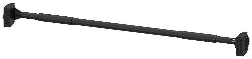 Schwarze teleskopische Stange mit rechteckigen Enden, häufig zur Unterstützung oder Stabilität von Konstruktionen verwendet.