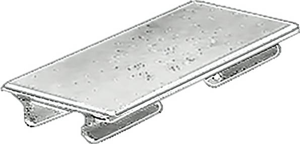 Silberner, rechteckiger Metallclip mit zwei parallelen Klemmen darunter, oft als Kabel- oder Papierhalter genutzt.