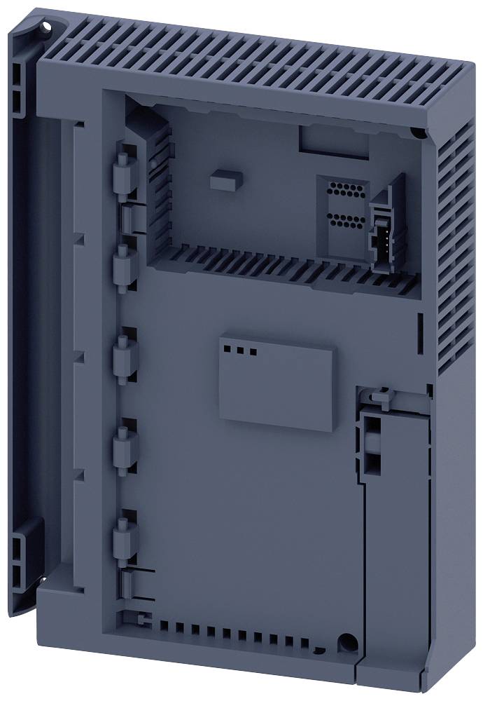 Ein graues technisches Gerät mit rechteckiger Form und Lüftungsschlitzen. Hauptsächlich Gehäuse, ohne erkennbare Bedienelemente.