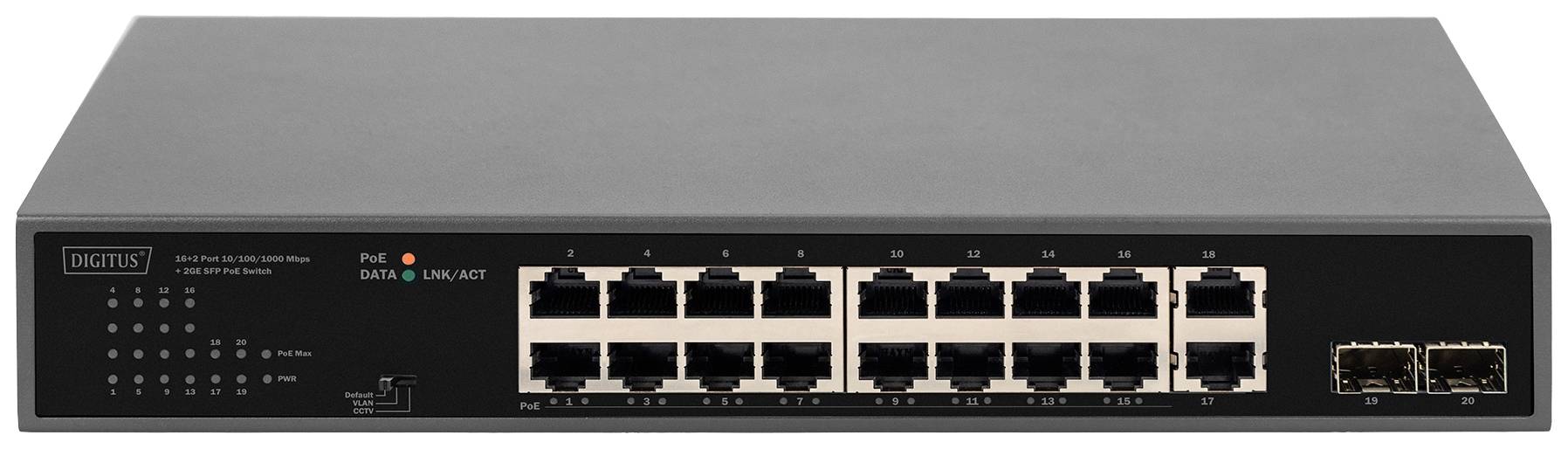 Digitus DN-95358 DN-95358 Netzwerk Switch 16 + 2 Port 10 / 100 / 1000 MBit/s PoE-Funktion
