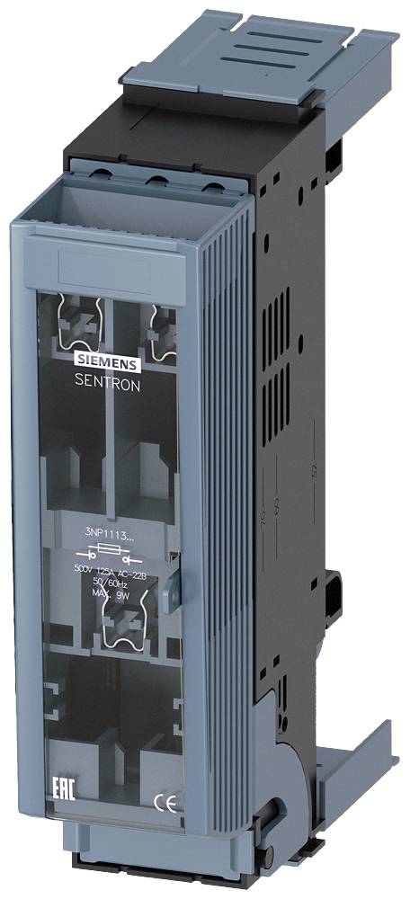 'Siemens Sentron' Schutzschalter mit blauen und schwarzen Komponenten, geeignet für dreipolige elektrische Schutzanwendungen.