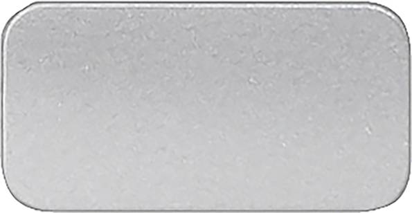 Graue rechteckige Metallplatte mit glatter Oberfläche.