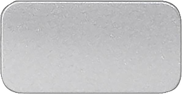Rechteckige, silberne Tablette mit abgeschrägten Ecken; verwendet in elektronischen Anwendungen.
