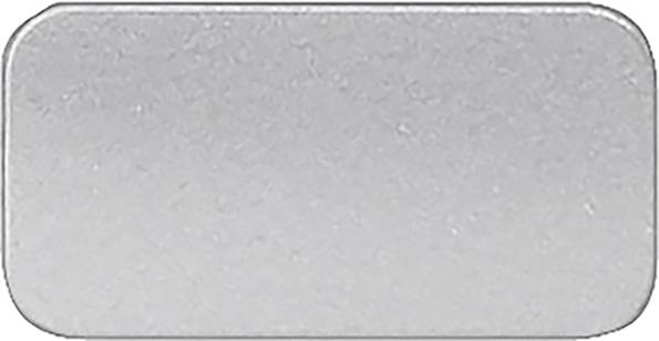 Rechteckige, silberne Metallplatte mit leicht abgerundeten Ecken.
