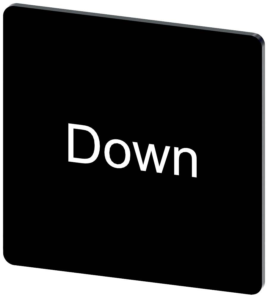 Eine schwarze Taste mit weißem Text 'Down', typisch für eine Tastatur oder Bedienfeld.