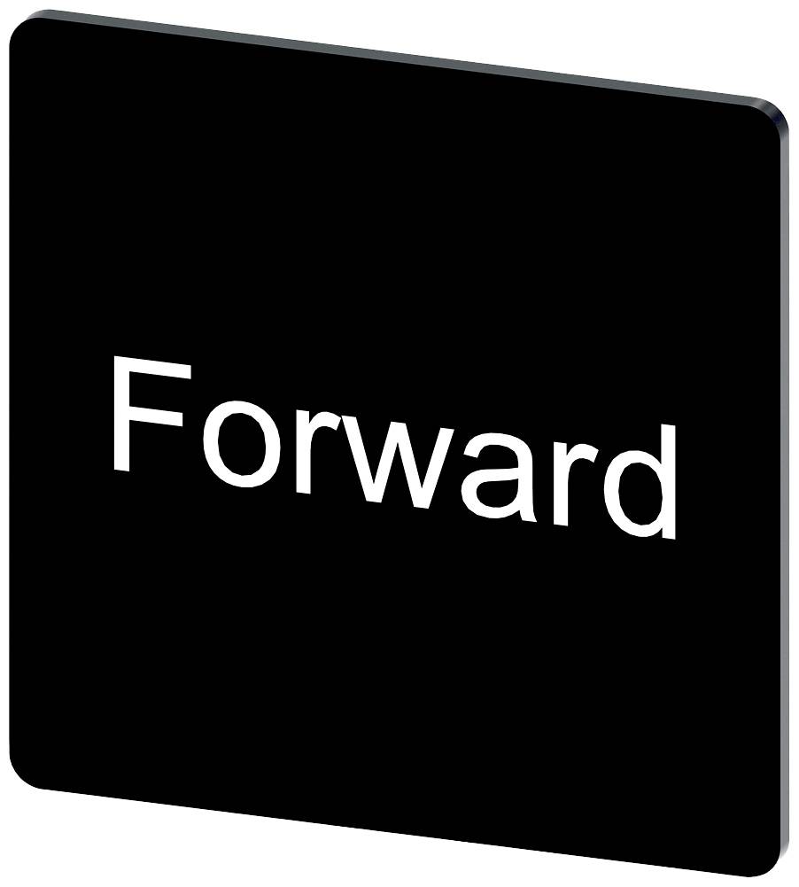 Schwarzes Schild mit weißem Text 'Forward'.