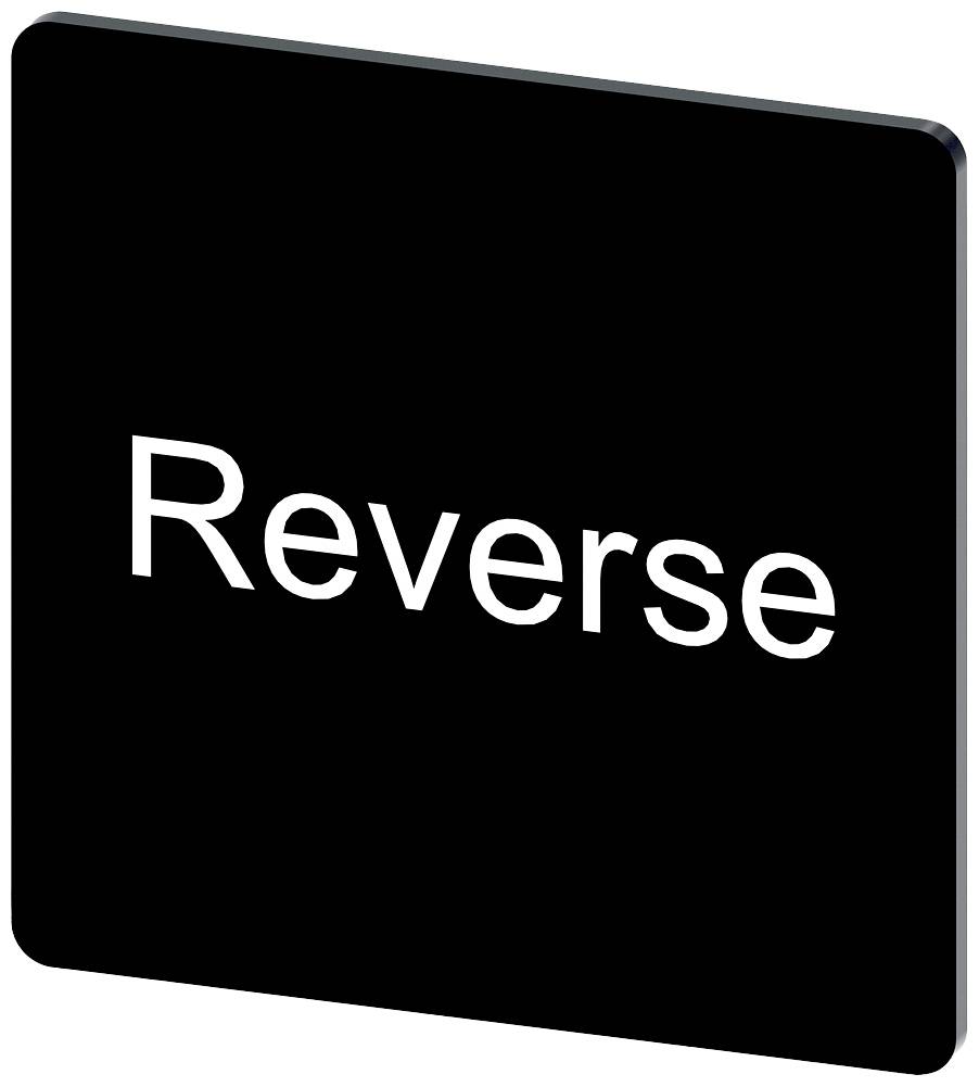 Schwarzes Schild mit weißem Text 'Reverse'.