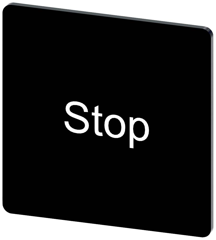 Ein schwarzes Schild mit weißer Aufschrift 'Stop' in der Mitte.
