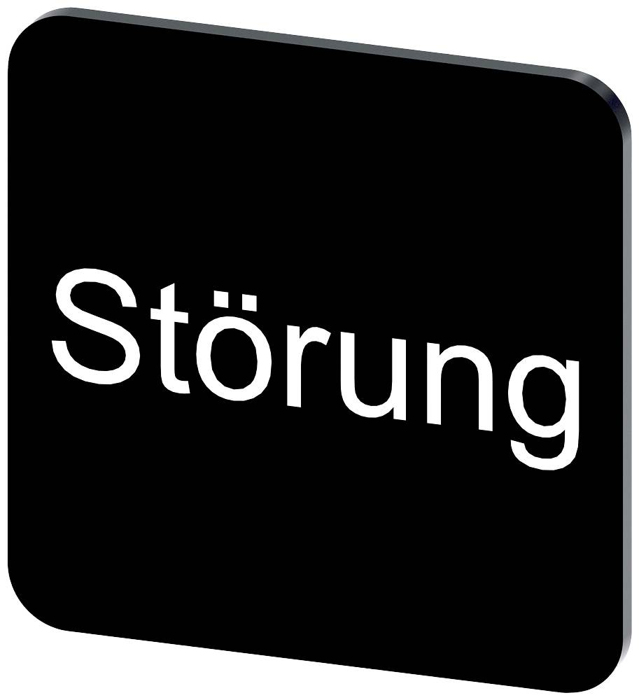 Schwarzes Schild mit weißer Aufschrift 'Störung', das auf einen Fehler oder eine Unterbrechung hinweist.