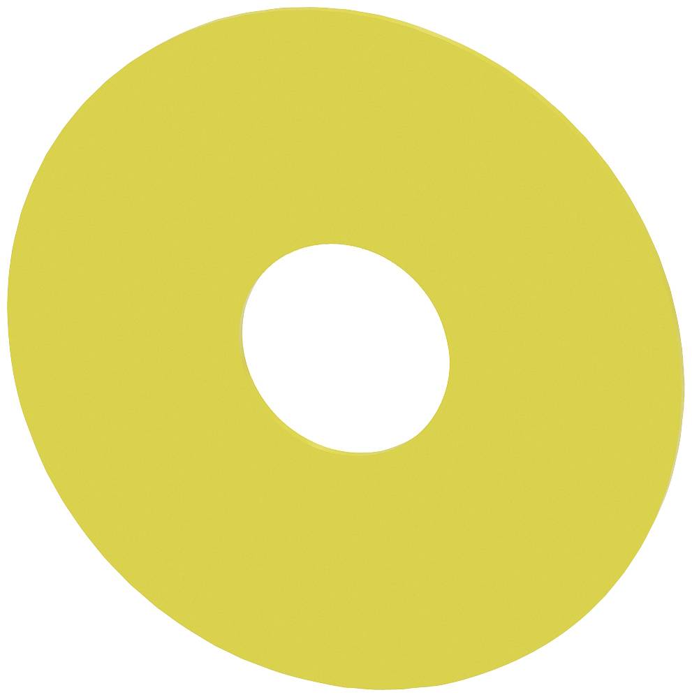 Gelbes Donut-förmiges Objekt auf weißem Hintergrund.