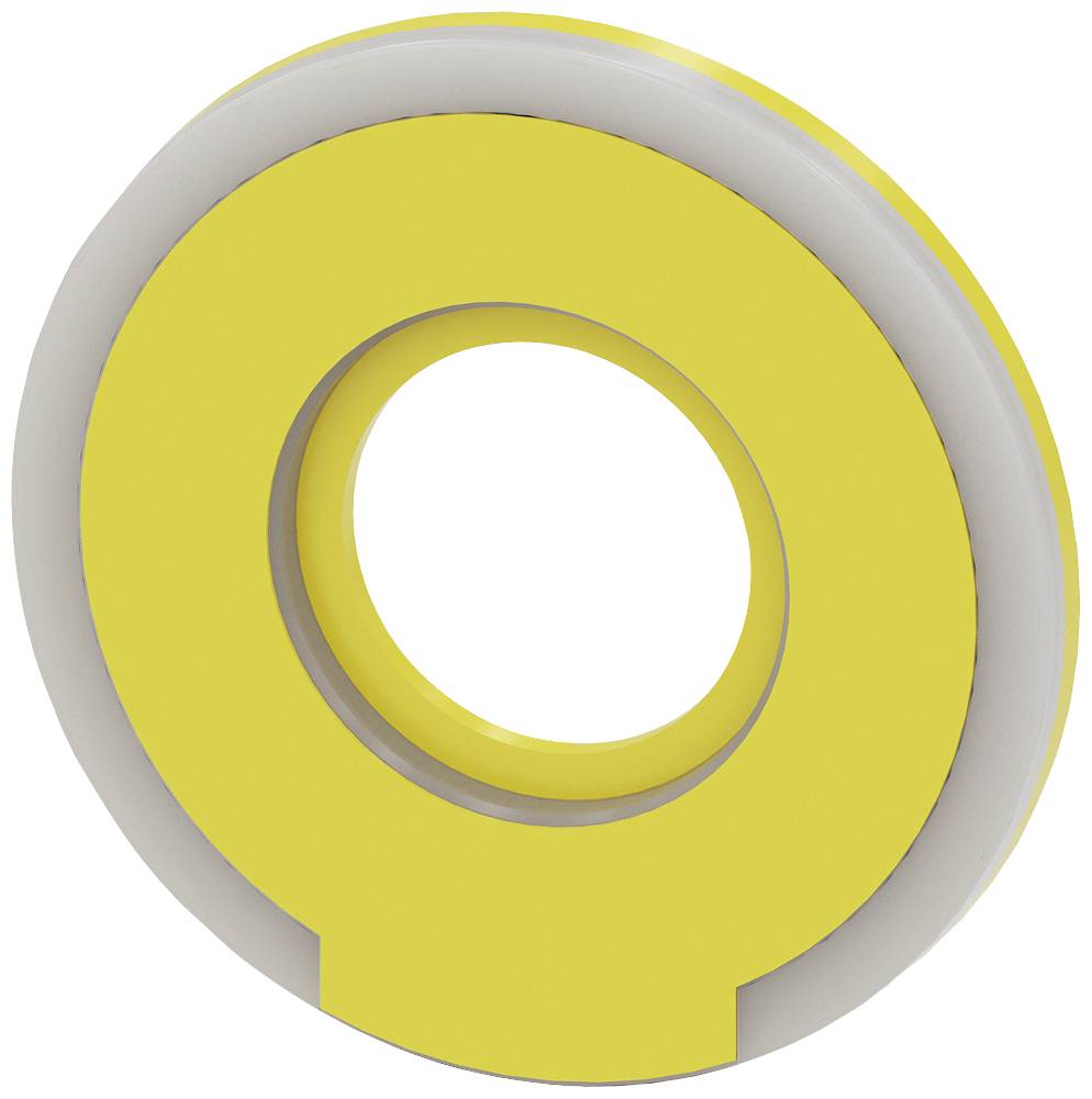 Gelb-weißes, ringförmiges Objekt mit einer Öffnung in der Mitte, das an das Mars-Symbol erinnert.
