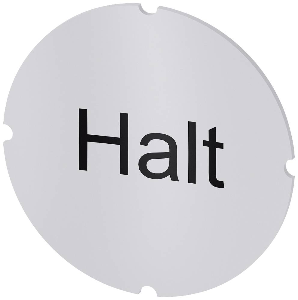 Ein rundes Schild mit dem Wort 'Halt' darauf geschrieben, signalisiert einen Stopp.