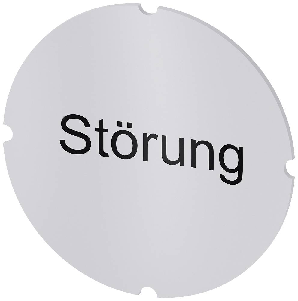 Ein rundes Metallschild mit dem Wort 'Störung' in schwarzer Schrift.